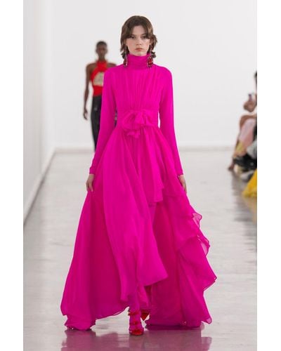 Giambattista Valli High-neck Ruffled-georgette Gown - Pink