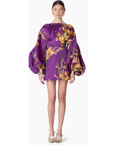 Carolina Herrera Puff- Sleeve Print Dress - Multicolor