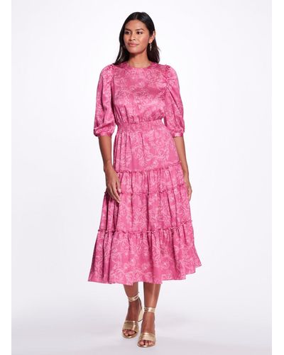 Marchesa Tiered Ruffle Dress - Pink