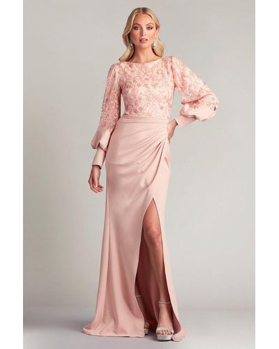 Tadashi Shoji Portia Embroidered Gown - Pink
