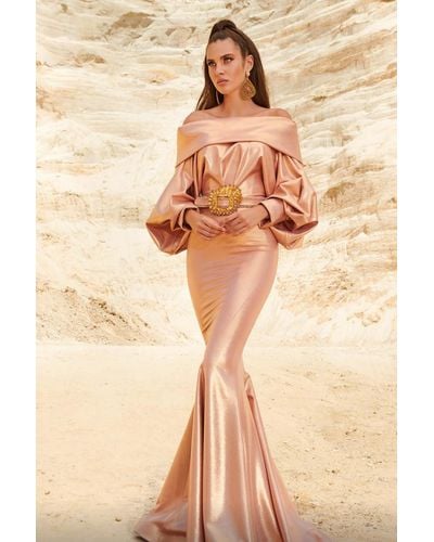 Fouad Sarkis Long Sleeve- Trumpet Gown - Natural