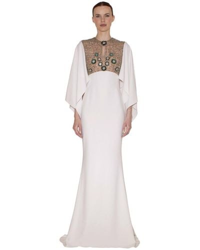 Reem Acra Flutter Sleeve Gown - White