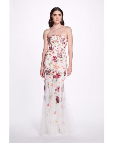 Marchesa Floral Fit And Flare Gown - Pink