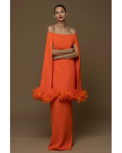 Isabel Sanchis Jolanda Off Shoulder Gown - Orange