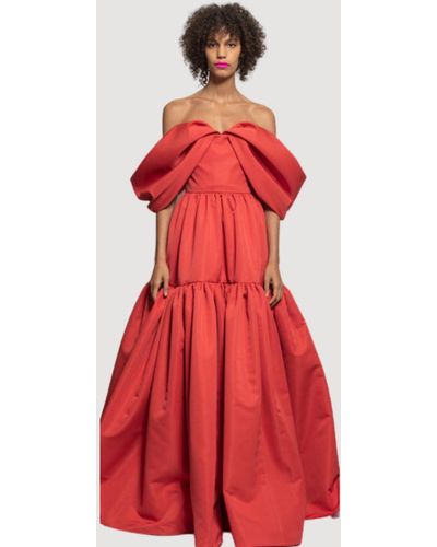 Bibhu Mohapatra Off Shoulder Faille Gown - Red