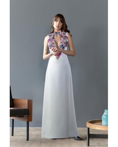 Saiid Kobeisy Sleeveless A-line Canton Crepe Gown - Multicolor