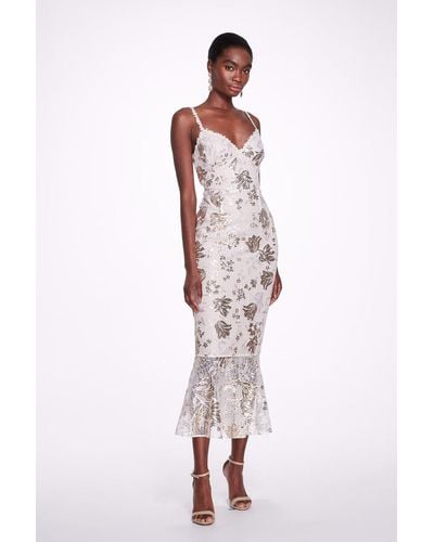 Marchesa Sleeveless Embroidered Sequin Dress