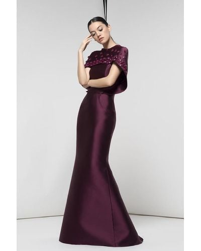 Isabel Sanchis Embroidered Ellerbe Gown - Purple