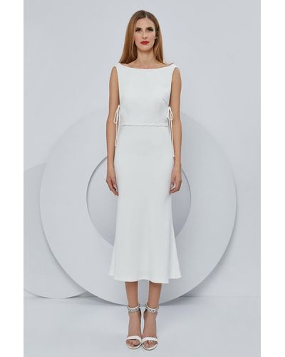 Cristallini Stretch Crepe - Midi Dress - White