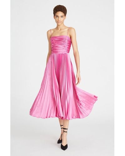 AMUR Heba Pleated Dress - Pink