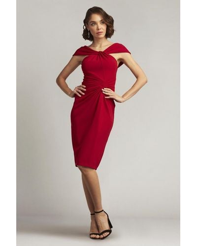 Tadashi Shoji Stoll Twist-drape Dress - Red