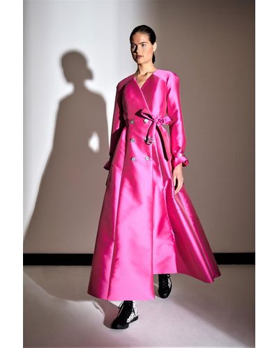 Alexis Mabille Long Sleeve Silk Evening Gown - Pink
