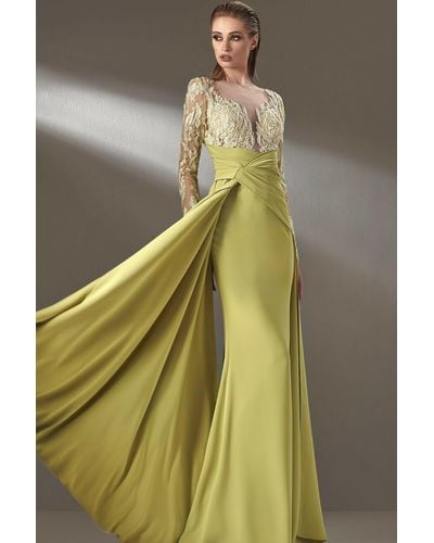 Mnm Couture Draped Gown - Green
