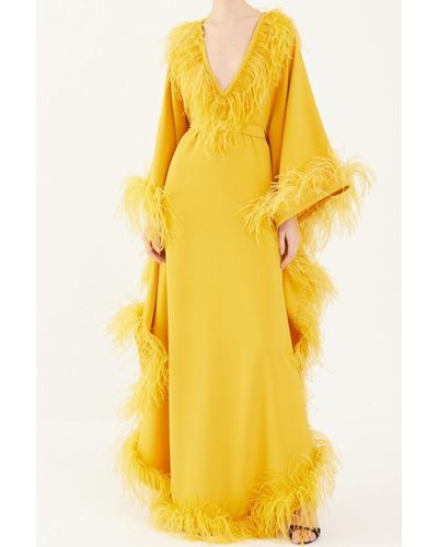 Zuhair Murad Feather-trimmed Gown - Yellow