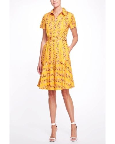 Marchesa Stripe Print Mini Day Dress - Yellow