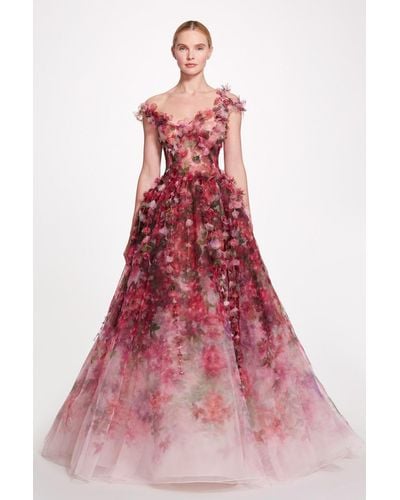 Marchesa Textured Organza Ball Gown - Pink