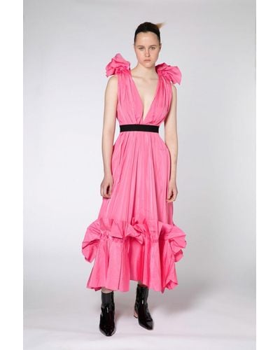 ROKSANDA Plunging Neckline Midi Dress - Pink