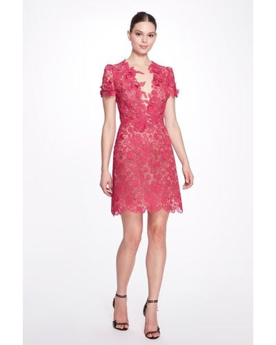 Marchesa Cap Sleeve -cocktail Dress - Red
