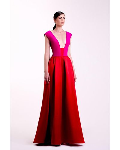 Edward Arsouni Crepe And Satin-gown - Red