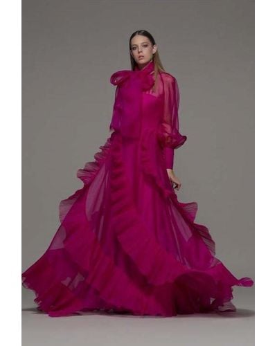 Isabel Sanchis Arosio Long- Sleeve Gown - Pink