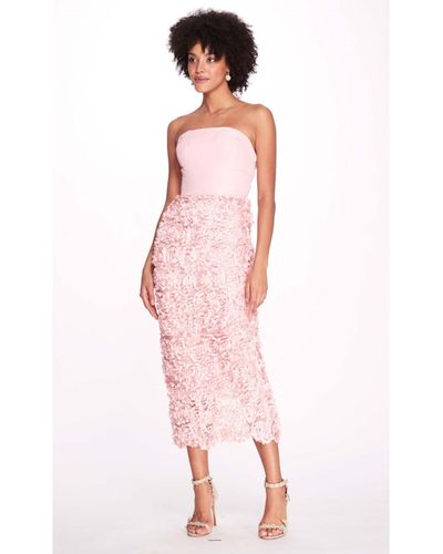 Marchesa Textured Strapless Midi Dress - Pink