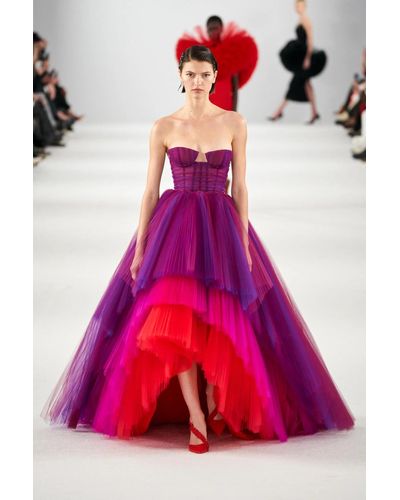Carolina Herrera Bustier High-low Tiered Gown - Pink