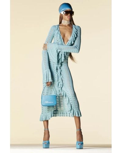 Blumarine Long Sleeve Sweater Dress - Blue