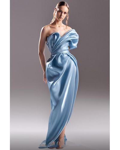 Gaby Charbachy Fluid Organdie Off Shoulder-gown - Blue