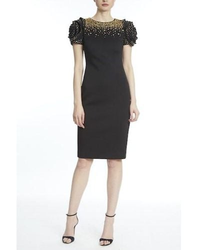 Badgley Mischka Rose Sleeve Dress - Black