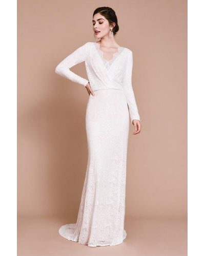 Tadashi Shoji Renie Blouson Sleeve Gown - White