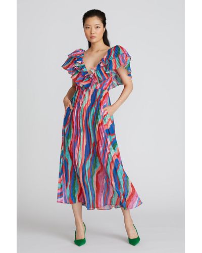 AMUR Luisa Pleated Dress - Multicolor