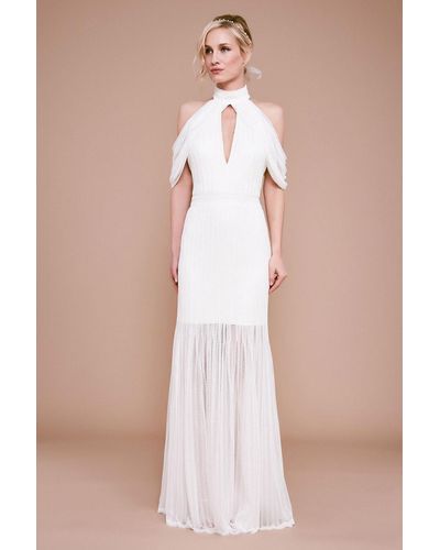 Tadashi Shoji Alcott Cold-shoulder Corded Lace Gown - White