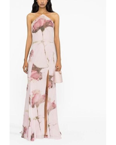 Blumarine Floral Halter Gown - Pink