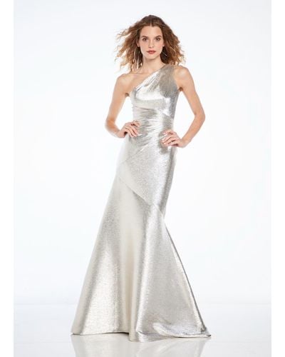 THEIA One-shoulder Metallic Gown