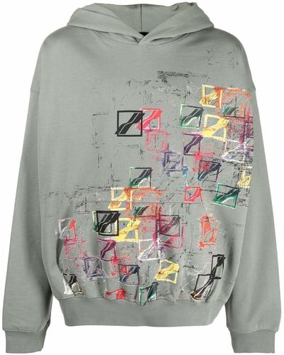 we11done Abstract Print Hoodie - Green