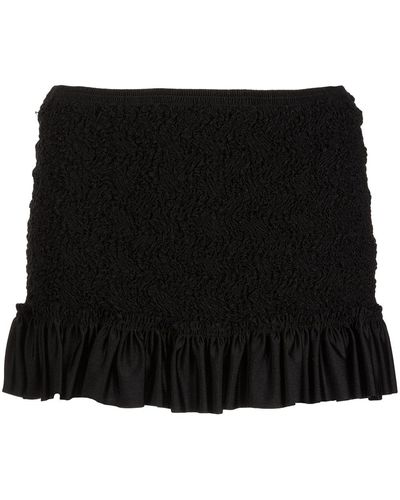 Alexander Wang Shirred Ruffle-hem Mini Skirt - Black