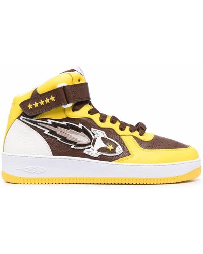 ENTERPRISE JAPAN Rocket High-top Leather Trainers - Yellow