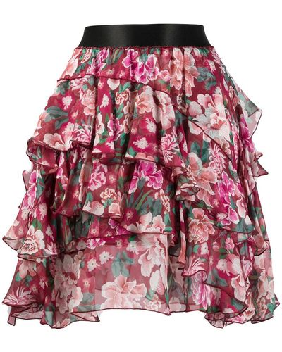 Faith Connexion Tired Floral Printed Skirt - Pink