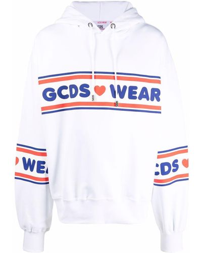 Gcds Graphic-print Cotton Hoodie - White