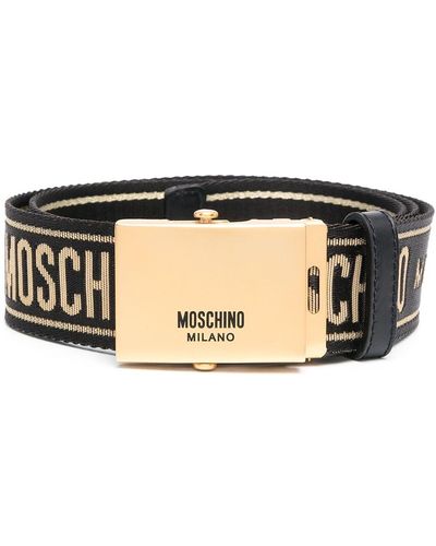Moschino Gold-tone Logo Jacquard Buckle Belt - Multicolour