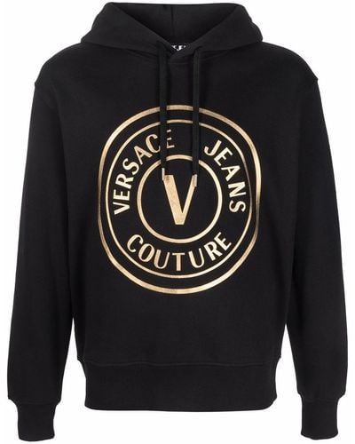 Versace Black Logo-print Hooded Sweatshirt
