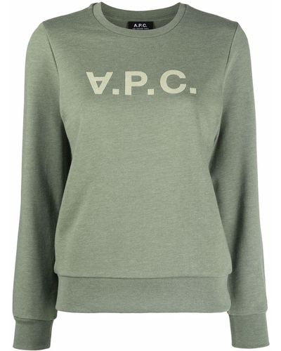 A.P.C. Green Logo-print Sweatshirt
