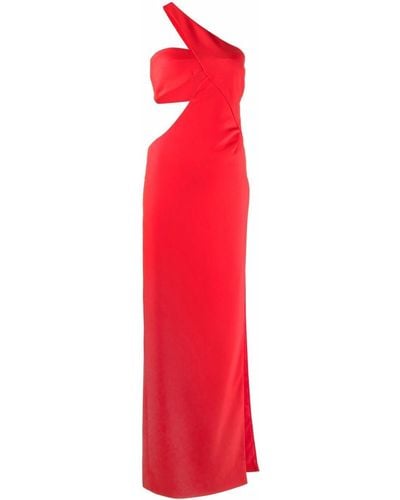 Monot Red One-shoulder Cut-out Maxi Dress