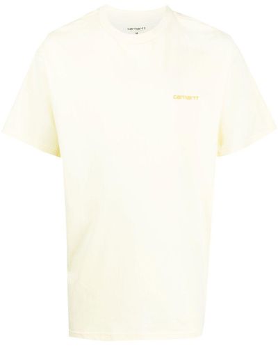 Carhartt Pastel Yellow Script Embroidery T-shirt - White