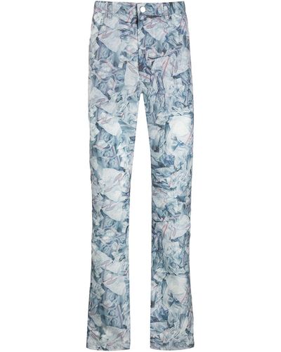 KANGHYUK Printed Straight-leg Trousers - Blue