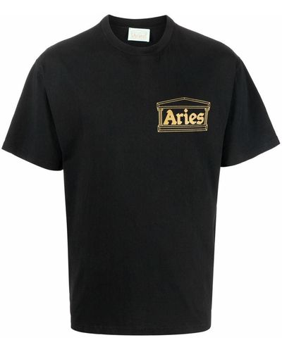 Aries Black Logo-print T-shirt