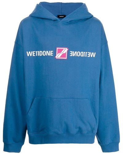 we11done Logo-print Cotton Sweatshirt - Blue