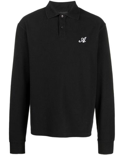 Axel Arigato Logo-print Long-sleeved Polo Shirt - Black