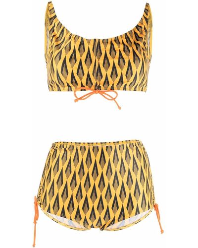 Rabanne Ciao Paco Geometric-print Bikini - Yellow