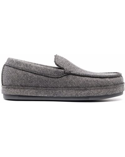 Zegna Square-toe Slip-on Loafers - Grey